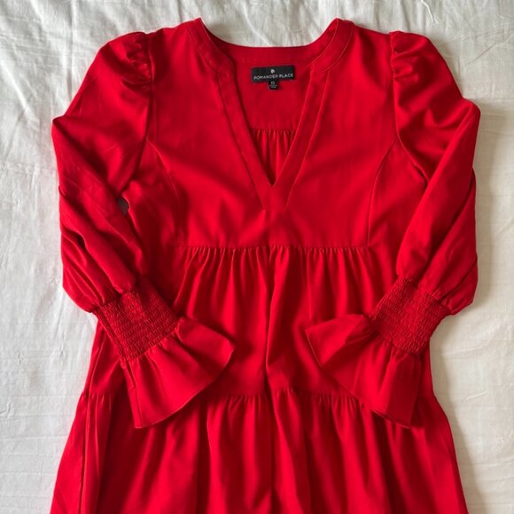 Tuckernuck Pomander Place Red Crepe Kenzo Dress, Size XS - Picture 3 of 4